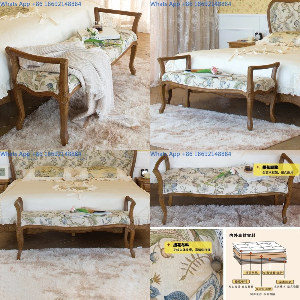 Rustic Wooden Bench with Carved Design for Bedroom or Entryway Perfect for Changing Shoes Farmhouse Style Handcrafted Furniture