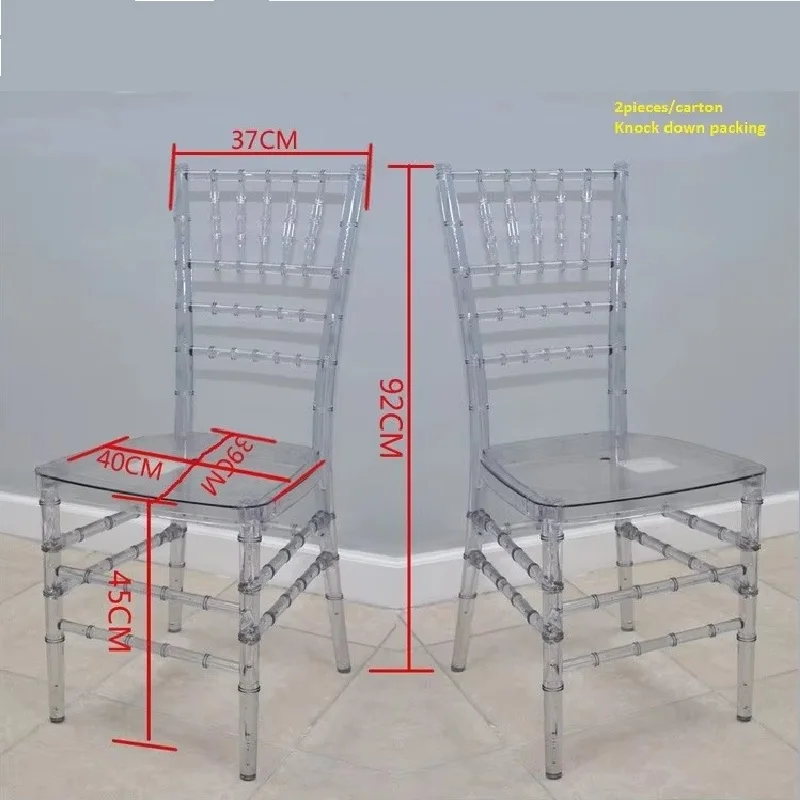 Outdoor Transparent PP Bamboo Wedding Banquet Chair Crystal Acrylic Chiavari Tiffany Style Hotel Event Seating Wholesale