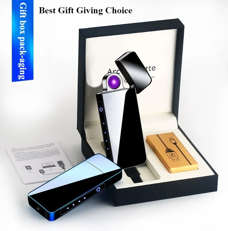 Rotating Electronic Lighter Windproof Arc Lighter USB Charging Intelligent Induction Igniter Men's Cigarette Accessories Gift