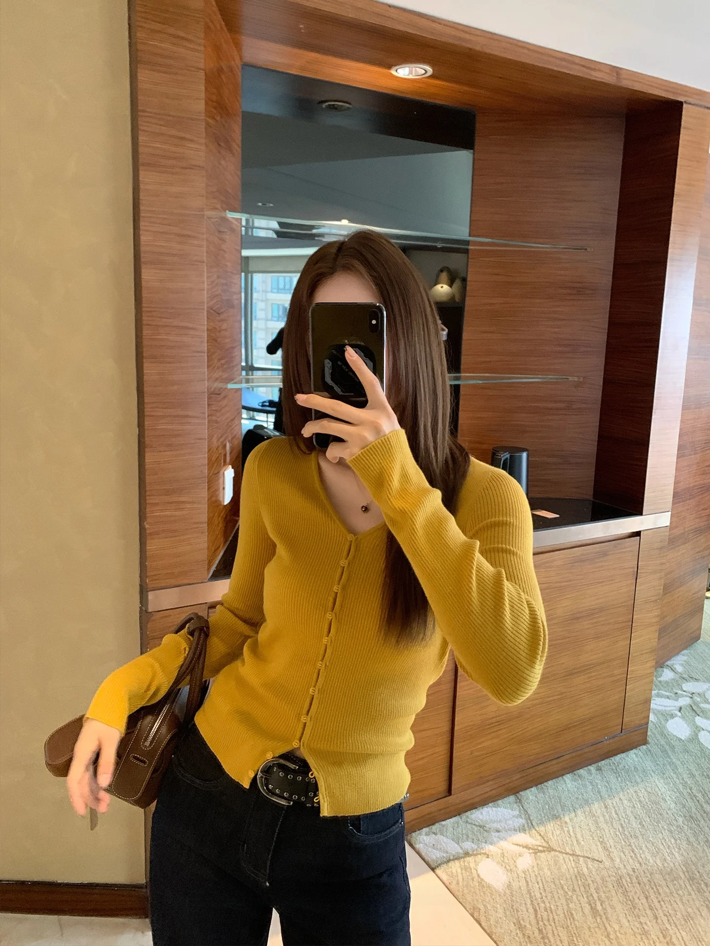 

Pure Color V-Ne, женский трикотаж на одной пуговице, облегающий длинный базовый слой све, повседневный мягкий полиэстер, смесь