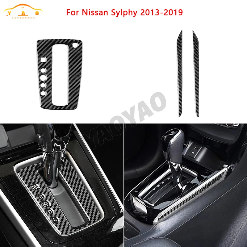 

For Nissan Sentra Sylphy 2016-2019 Carbon Fiber Car Gear Shifter Instrument Panel Control Panel Decoration Stickers