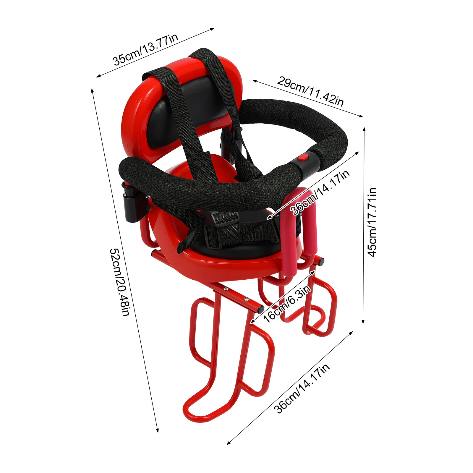 مقعد دراجة خلفي للأطفال مناسب للأطفال، مرفق مقعد سرج دراجة الأطفال الخلفي للدراجة للبالغين مع وسادة مقعد باللون الأحمر/الأزرق