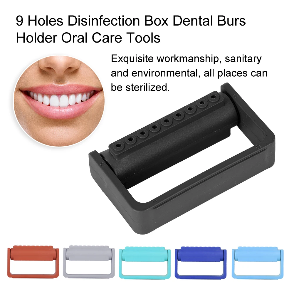 9 Gaten Tandheelkundige Bur Houder Stand Autoclaaf Desinfectie Box Case Voor Hoge Snelheid Burs Tandheelkundige Laboratoriumapparatuur Mondverzorging Tools