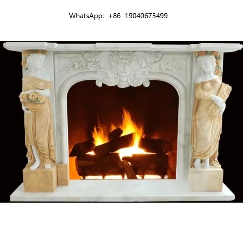 Marble Fireplace Elegant Stone Design for Living Room Freestanding Installation   h003