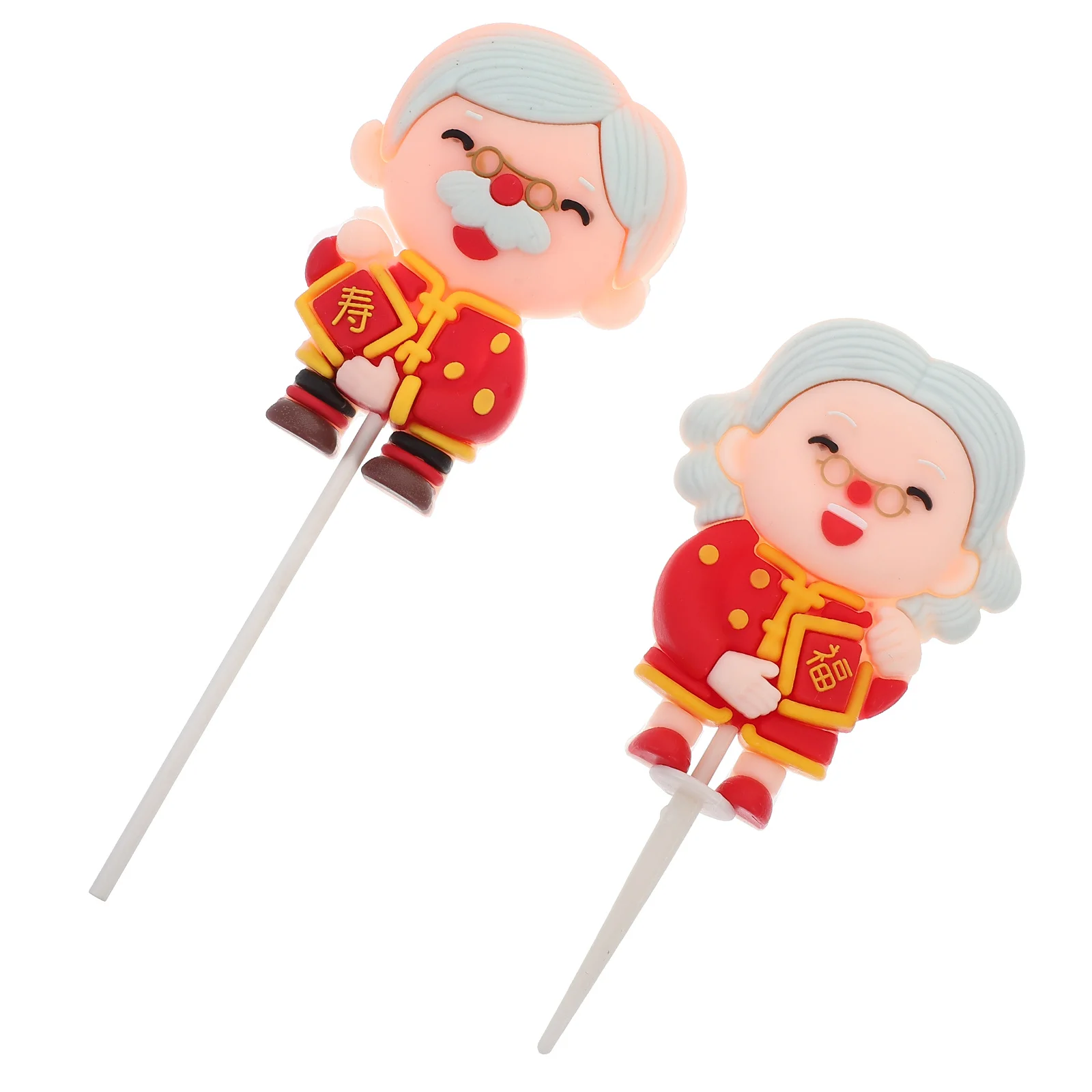 

2Pcs Birthday Cake Decorations Grandpa Grandma Shape Creative Elders Cake Picks Safe Eco-Friendly Polymer Clay