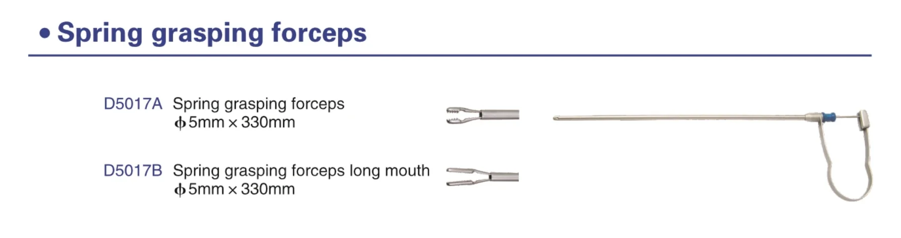 5*330mm Laparoscopic Instruments Spring Grasping Forceps With/ Without Long Mouth For Laparoscope DF