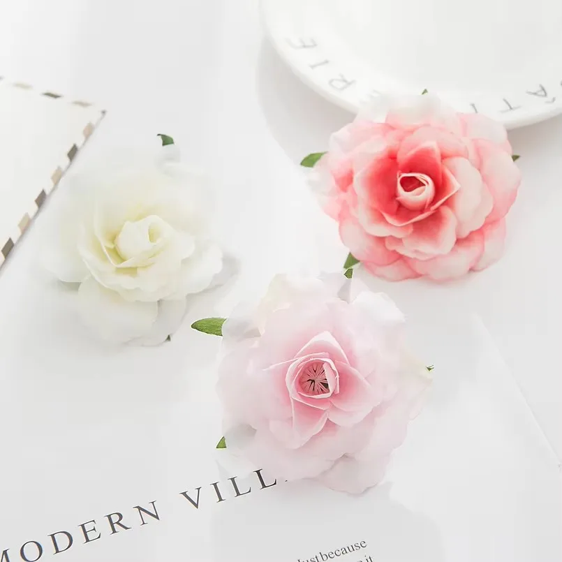 50PCS/100PC Artificial Flowers Silk Roses Head Wedding Decorative Bridal Accessories  Home Outdoor Decor Christmas Garland