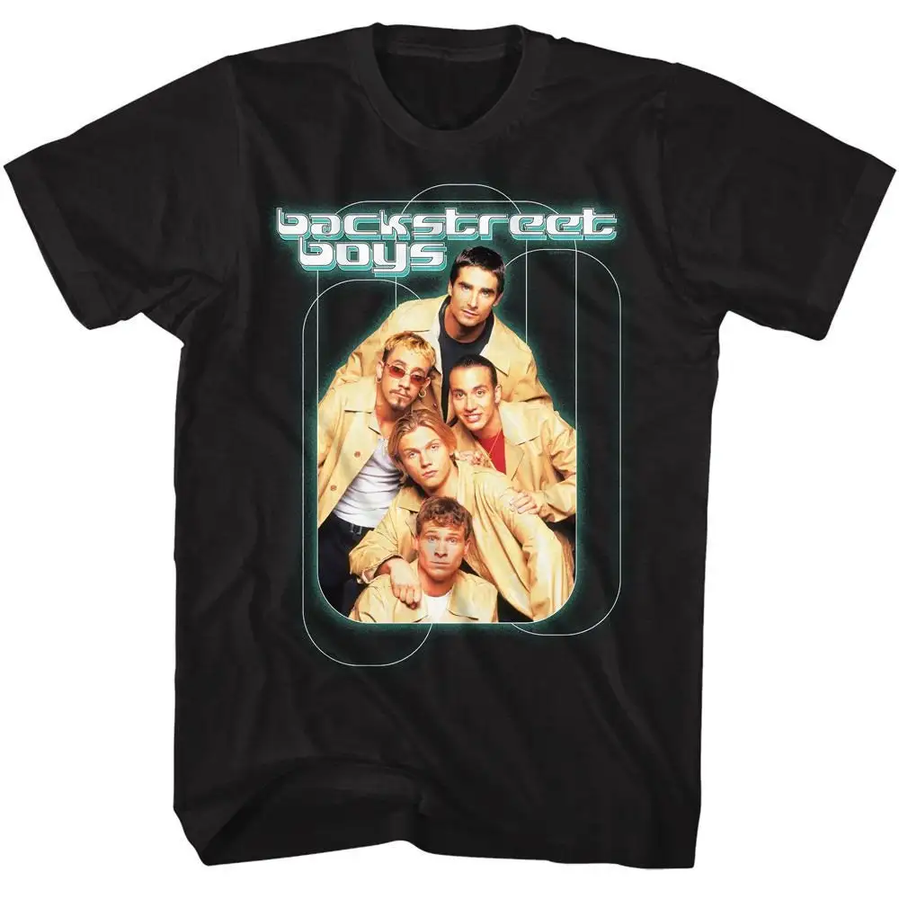 Backstreet Boys Loops W Teal Glow Black Adult T Shirt