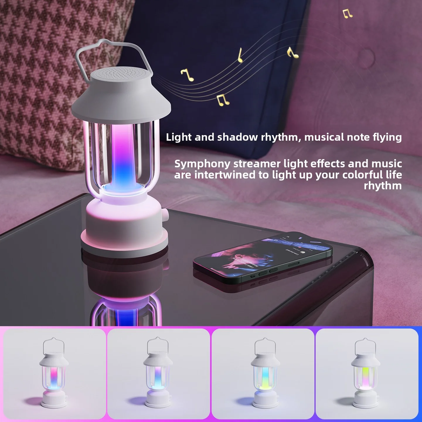 Speaker Bluetooth Sunset Glow Lampu Malam RGB, Lampu Meja & Camping Portabel dengan Pencahayaan Ambient, Dekorasi Nirkabel