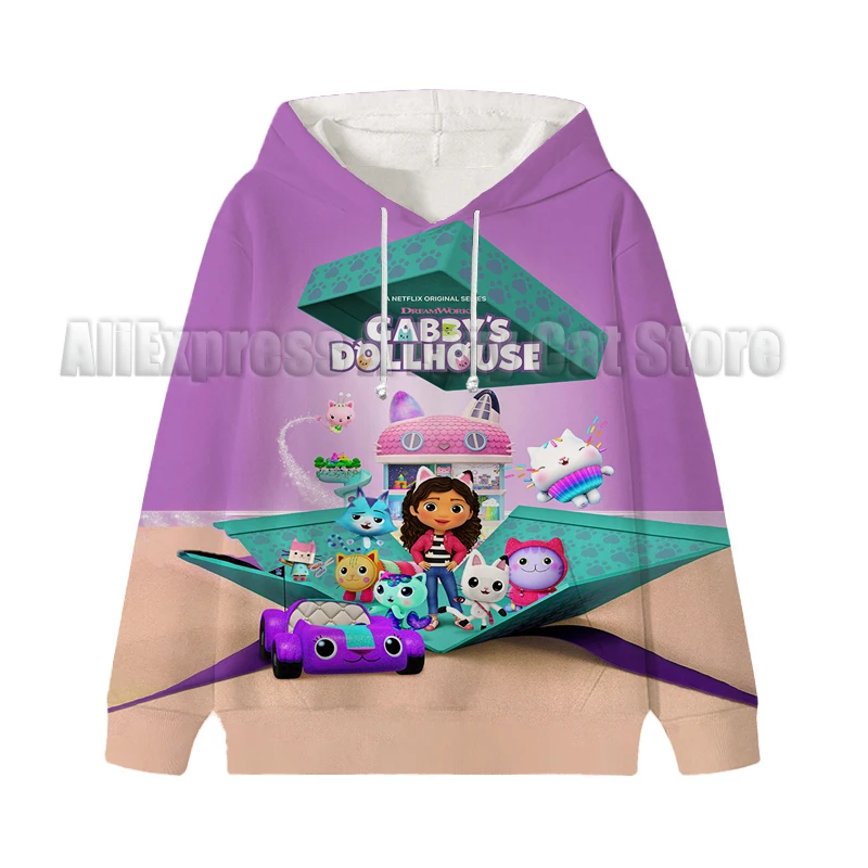 Gabby Dollhouse Sweater Mercat Toddler Baby Boys Girls Clothes Cat Car Sweatshirt Tops Girl Autumn Winter Hoodies Coat Clothing