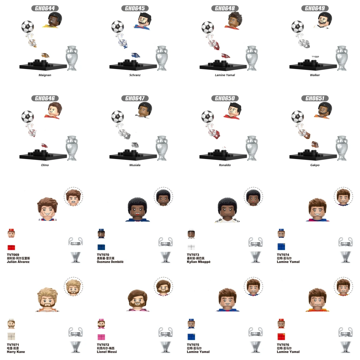 

NEW Famous Football Players Sports Star Building Blocks Sets Soccer Action Figures Bricks Cartoon Model Toys Christmas Gifts