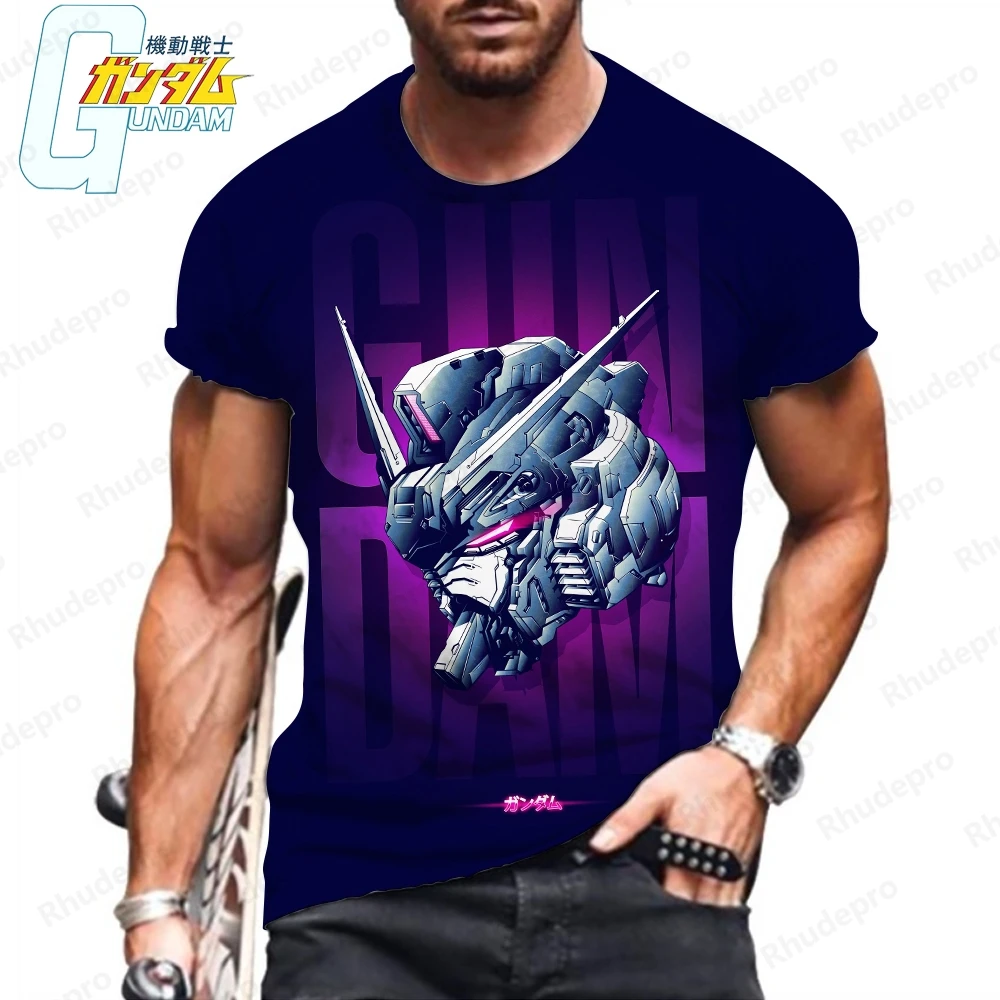 5XL T Shirt Gundam Harajuku Men T-shirt Men's Y2k Tops Oversized Essentials Fashion Clothing Summer 2024 Streetwear HD Print New