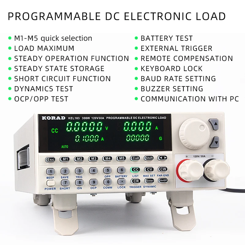 KORAD KEL103 KEL102 Carga Eletrônica DC Programável 150W/300W Ajustável 120V 30A Testador de Controle Digital RS-232 USB Connect