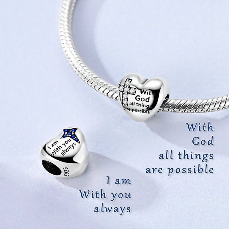 925 فضة الصليب الكتاب المقدس الدين الملاك قزم الخرز دلايات معلقة مجوهرات يناسب 925 الأصلي سوار Diy بها بنفسك هدية للنساء