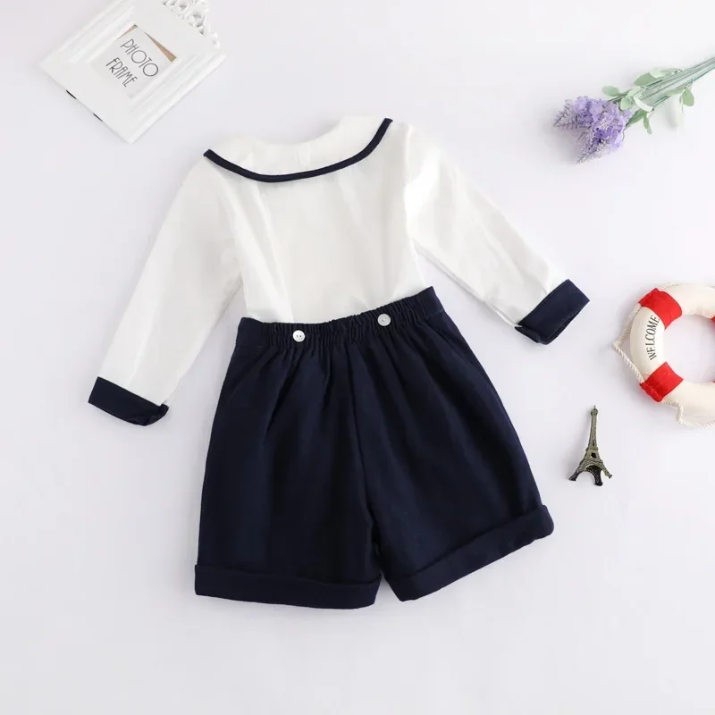 2024 Autumn New Born Baby Boy Clothes Sets Birthday Clothes Outfit Suits T Shirt Pants 2PCS Set Baptism Toddlers Mother Kids