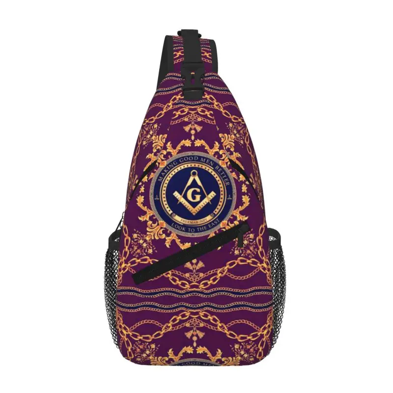 

Freemason Baroque Design Sling Crossbody Chest Bag Men Cool Masonic Mason Shoulder Backpack for Hiking