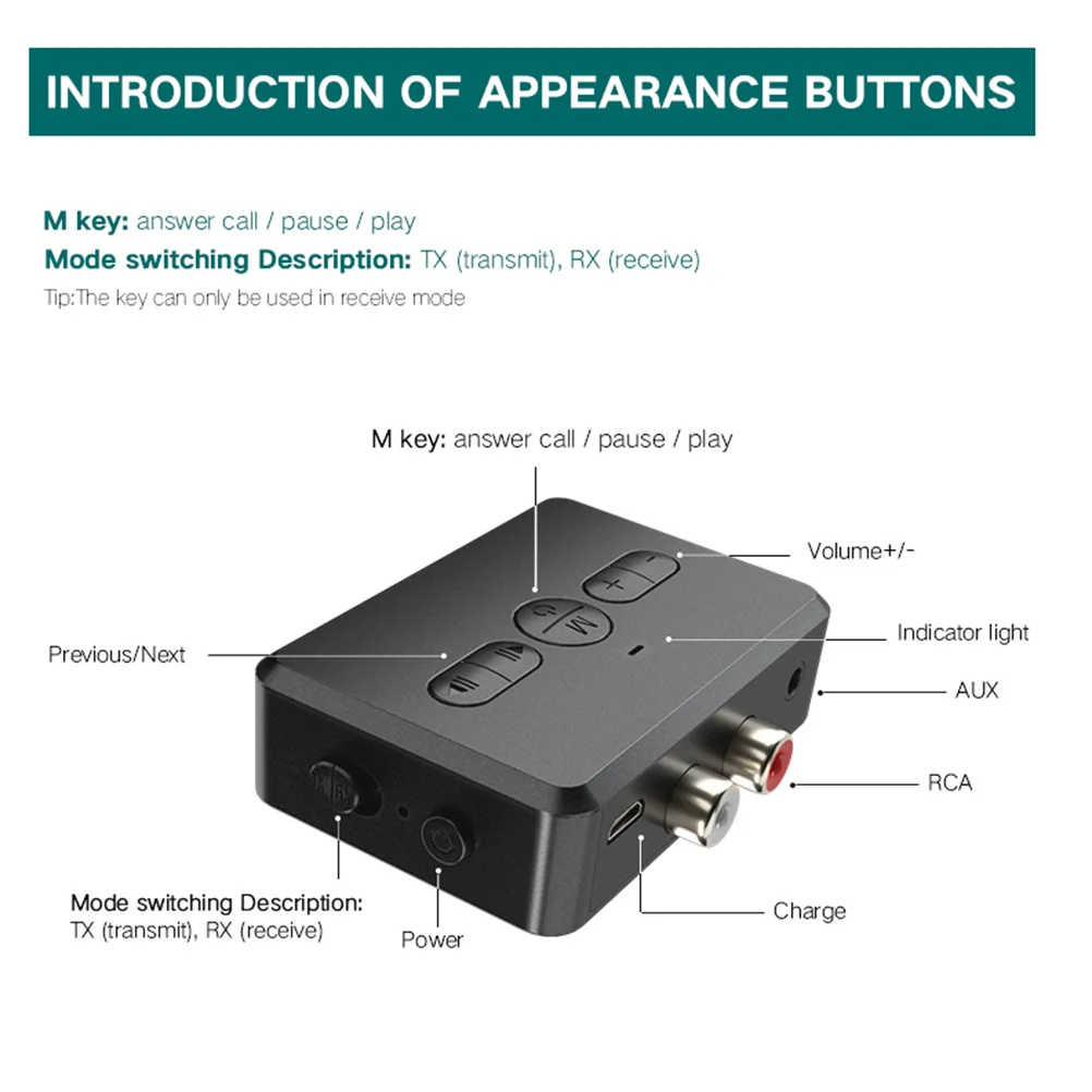 

Audio Transmitter Receiver Wireless Adapter For 3.5Mm Rca Port Streaming Audio Signal Adapter For Stereo Speaker