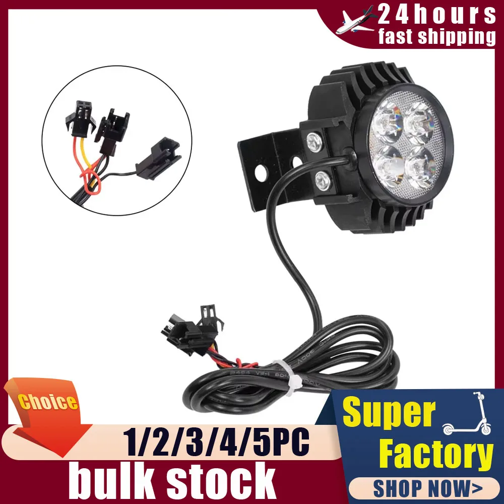 2 In 1 Horns Headlight Night Safety Lamp For KUGOO M4 PRO Electric Scooter Accessories 12-80V Front Light With Horn