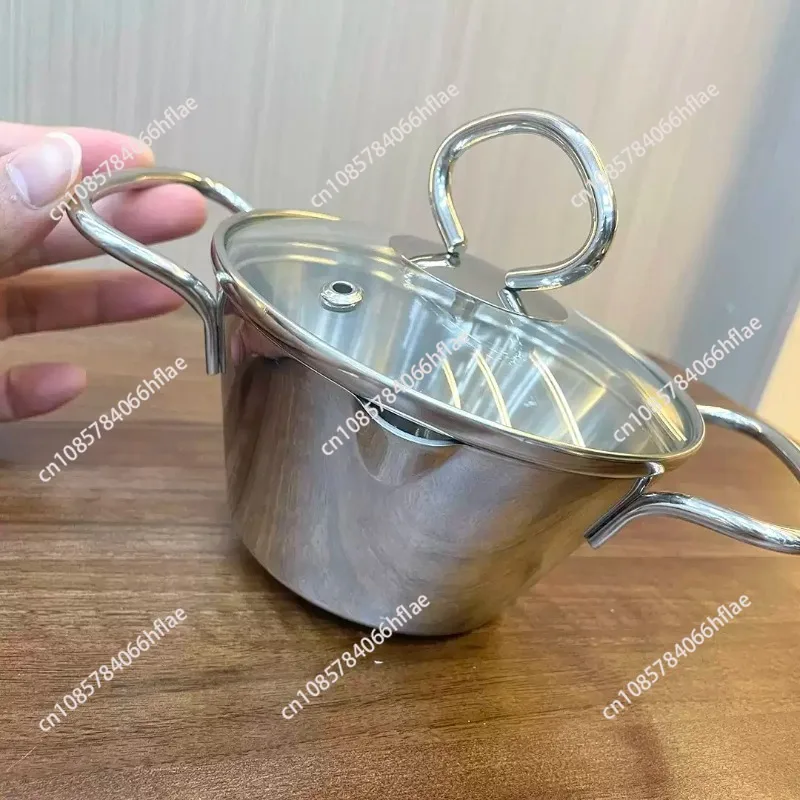 Modern European Stainless Steel Mini Milk Pot, Dual-Handle Saucepan for Frying Eggs, Boiling Noodles & Cooking Baby Food
