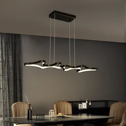 Modern Copper LED Ceiling Linear lamp Dining Room Living Room Office Chandelier S-shaped chandelier LED wave pendant light