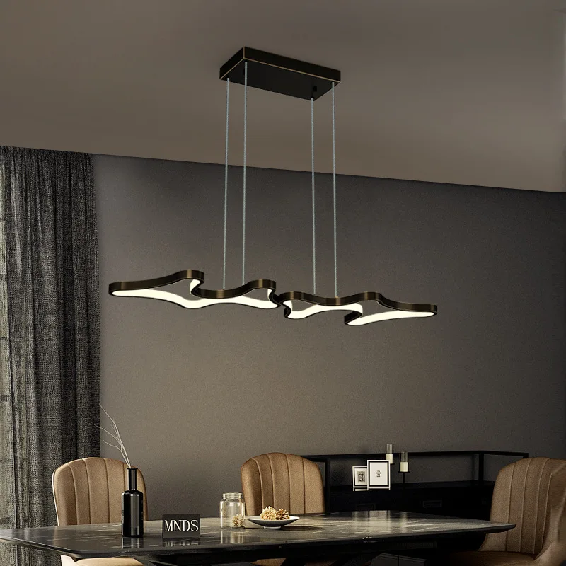 Modern Copper LED Ceiling Linear Light  Dining Room Living Room Office Pendant Lights S-shaped chandelier LED wave pendant light