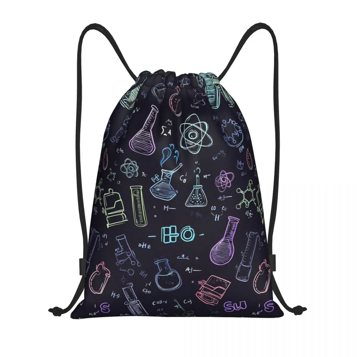 

Scientific Experiment Element Style Backpacks Portable Drawstring Bags Storage Bag Book Bags for Travel School