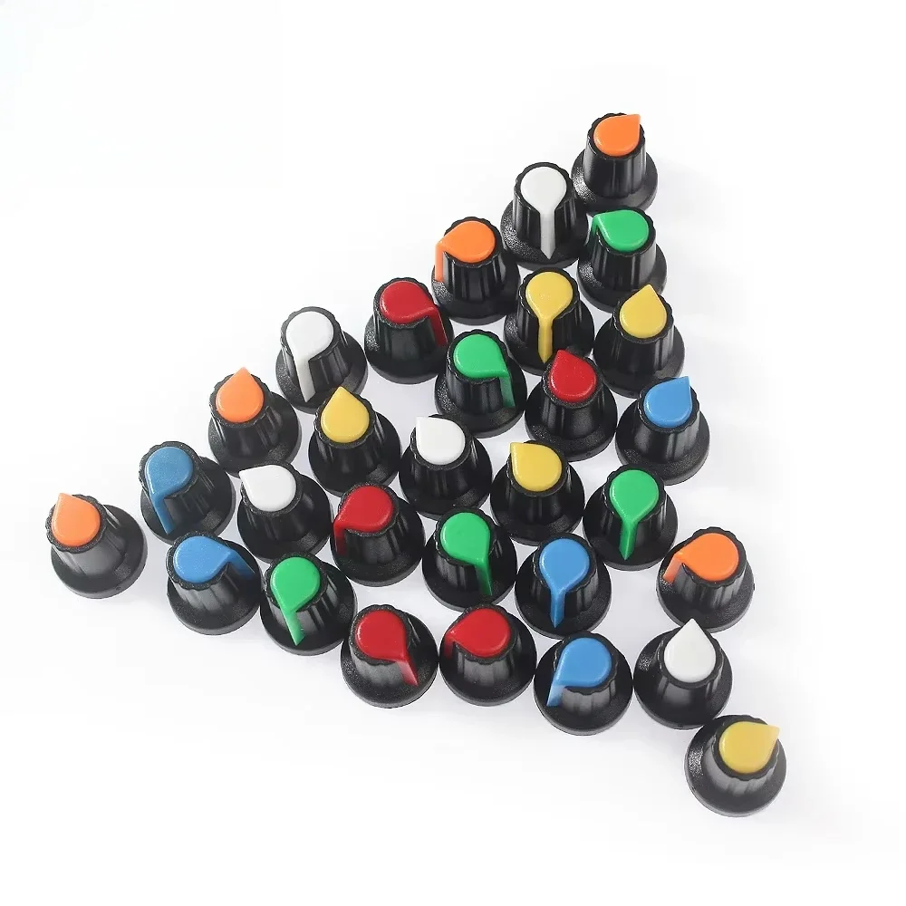 5 Pcs AG2 WH148 전위차계 손잡이 인코더 스위치 캡 15X17mm 6mm 빨간색/파란색/녹색/흰색/노란색/주황색 WH148 손잡이 용 6 가지 색상