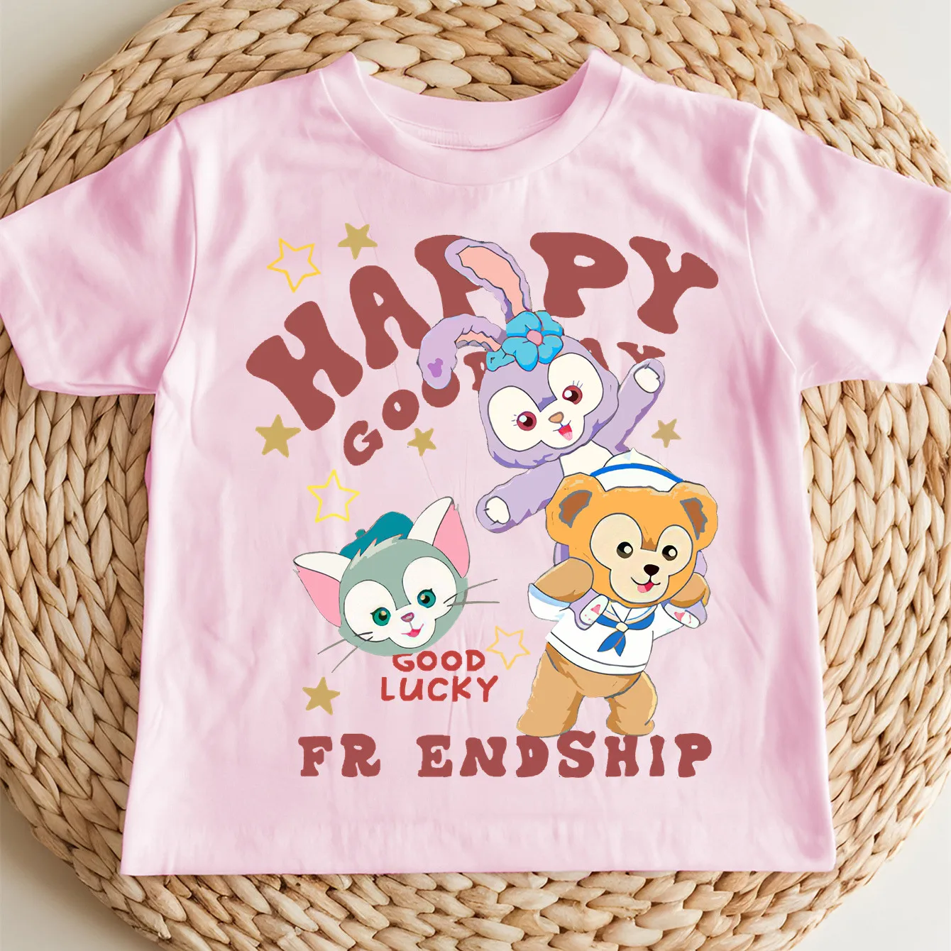 

Детская базовая одежда Happy StellaLou Friendship из 100% хлопка, удобная футболка для мальчиков и девочек, уличная футболка с круглым вырезом и короткими рукавами