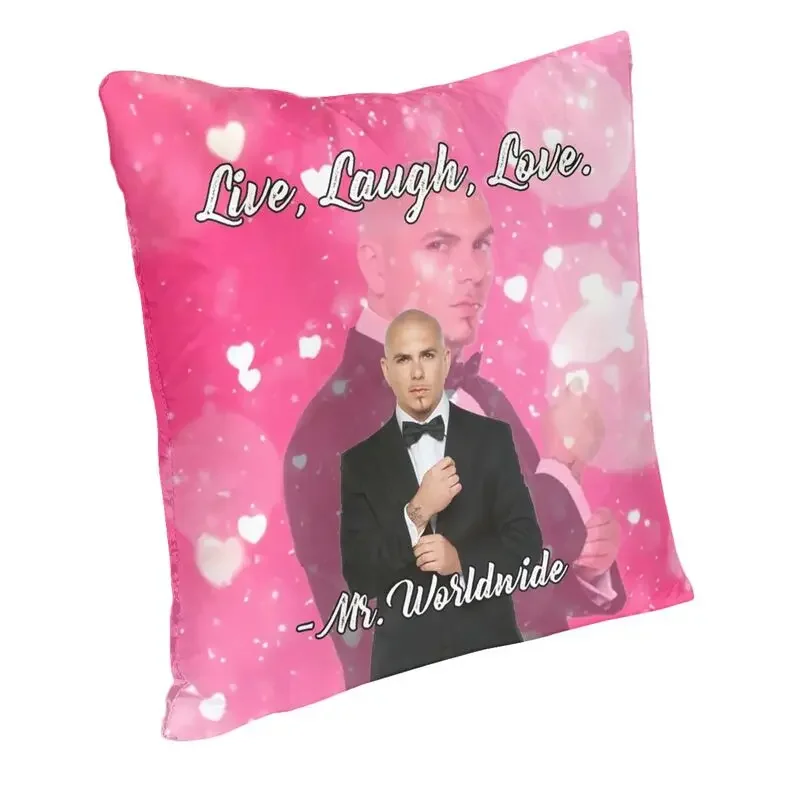 Mr Worldwide Says To Live Laugh Love Pink Cushion Cover Pitbull Velvet Luxury Pillows Case for Car Sofa Decorative Pillowcases