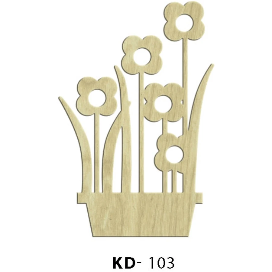 KD103 Flower Motif Wood Package Ornament, Hobby Wood Painting Ornament