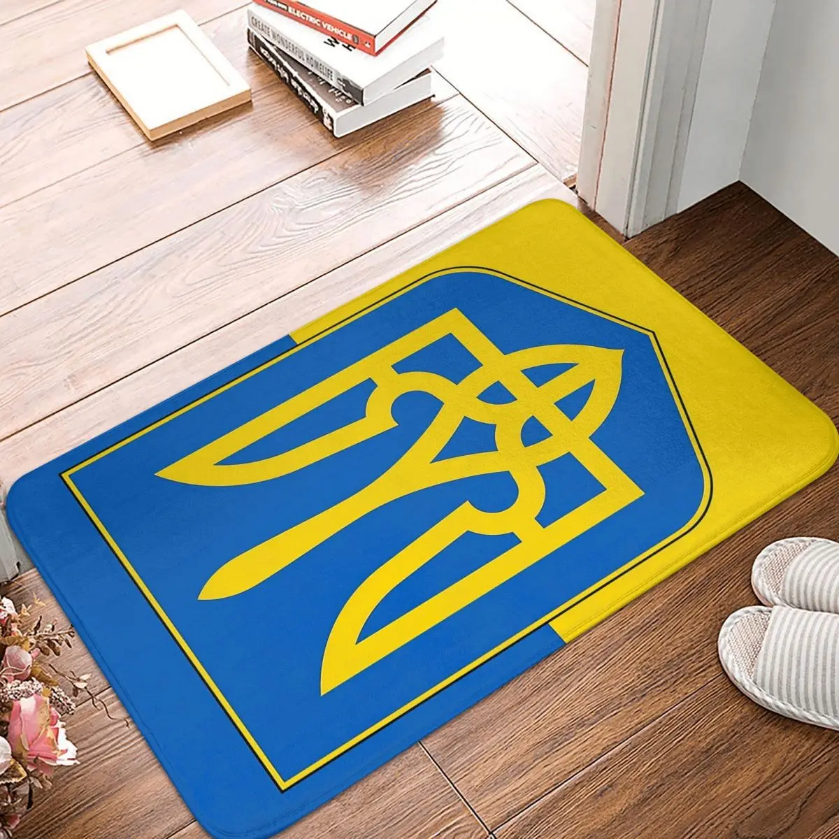 Ukraine Flag Bath Mat Coat of Arms of Ukraine Protective Toilet Mat Kitchen Shower Room Anti Slip Foot Mat Bathroom Accessories