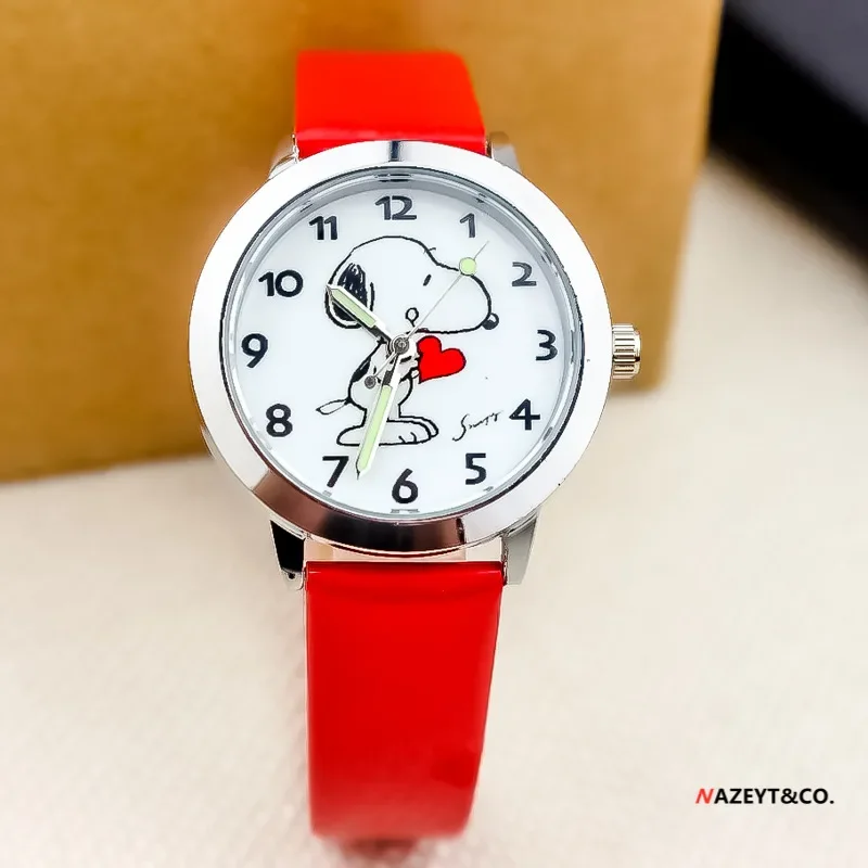 Snoopy Luminous Quartz Watch Kids Cartoon Anime Watch Students Boy Girls Cute Quartz Clock Women Small Dial Watch Birthday Gift