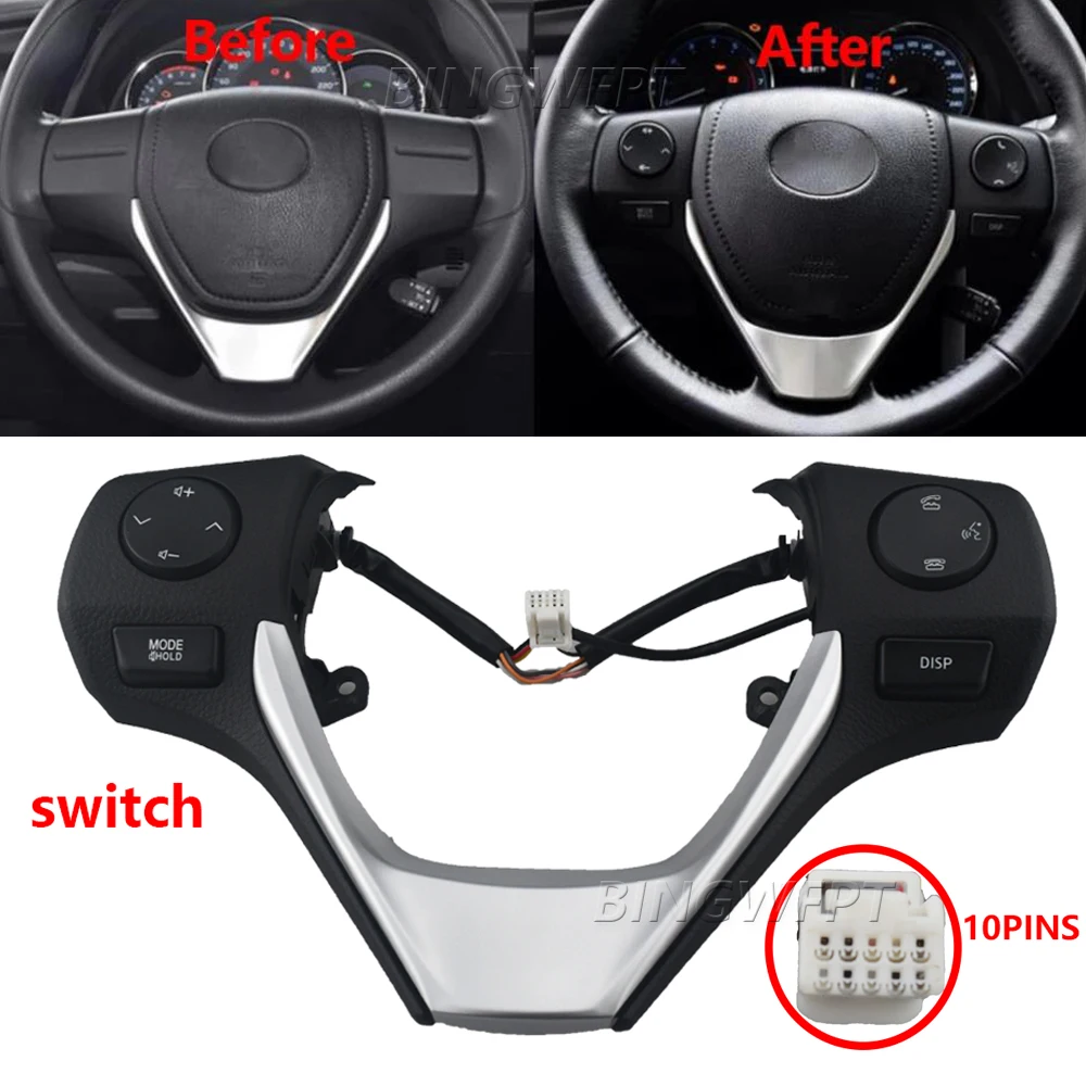 Boutons de commande audio du volant 84250-02560 8425002560 pour Toyota Corolla Axio 2014-2018 Fielder 2014-2018 Pièce auto