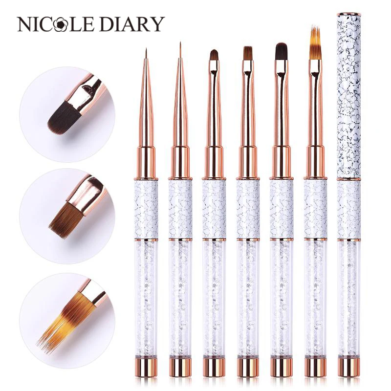 NICOLE DIARY Nail Art płyn do akrylu Powder Carving UV Gel Extension pędzel do malowania linie Liner pióro do rysowania narzędzia do Manicure