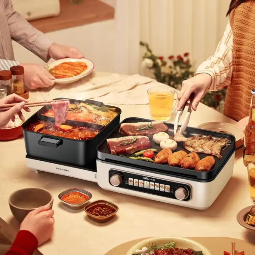 DKL-E22W1 اليوسفي بطة قابلة للطي الشواية شابو وعاء متكامل الشواء إناء/ قدر المنزلية الكهربائية الشواء وعاء متعدد الوظائف