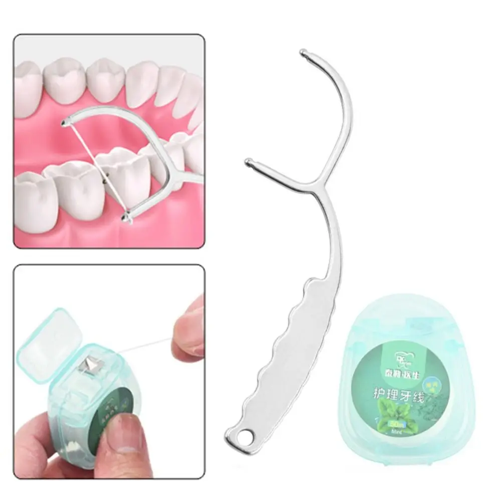 

Portable Stainless Steel Toothpicks Oral Cleaning Tools Home Reusable Tooth Floss Dental Floss Floss