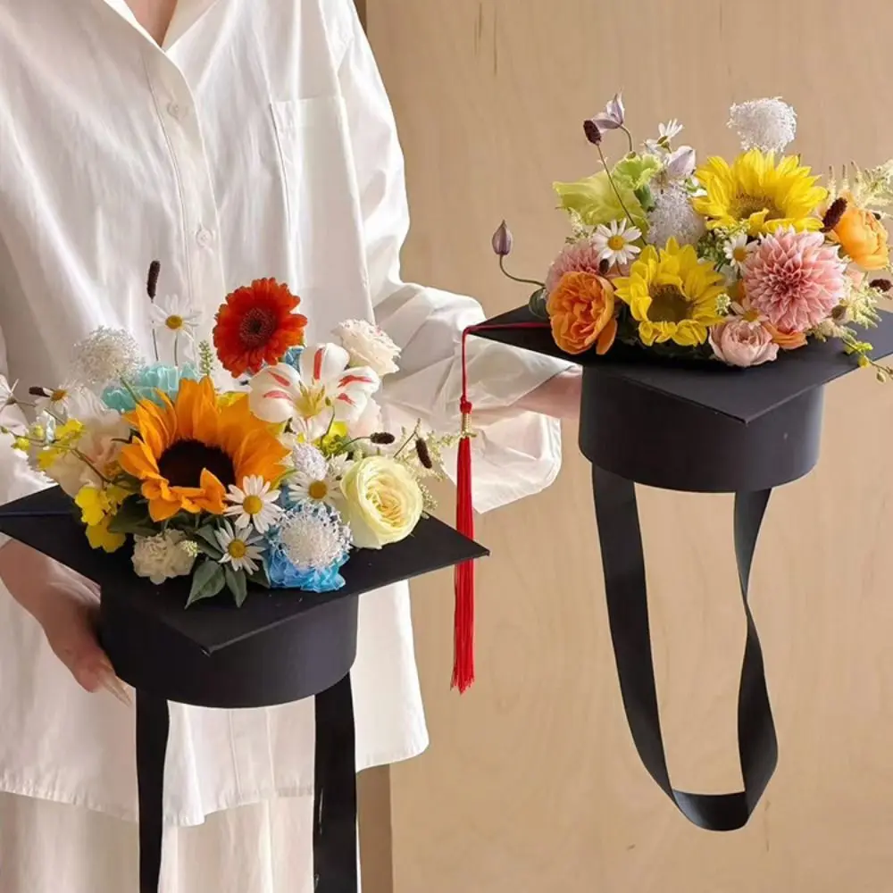 Cap Shaped Graduation Cap Floral Arrangement Base Floral Base Flower Arranging Frame DIY Bouquet Flower Holder Novelty Style