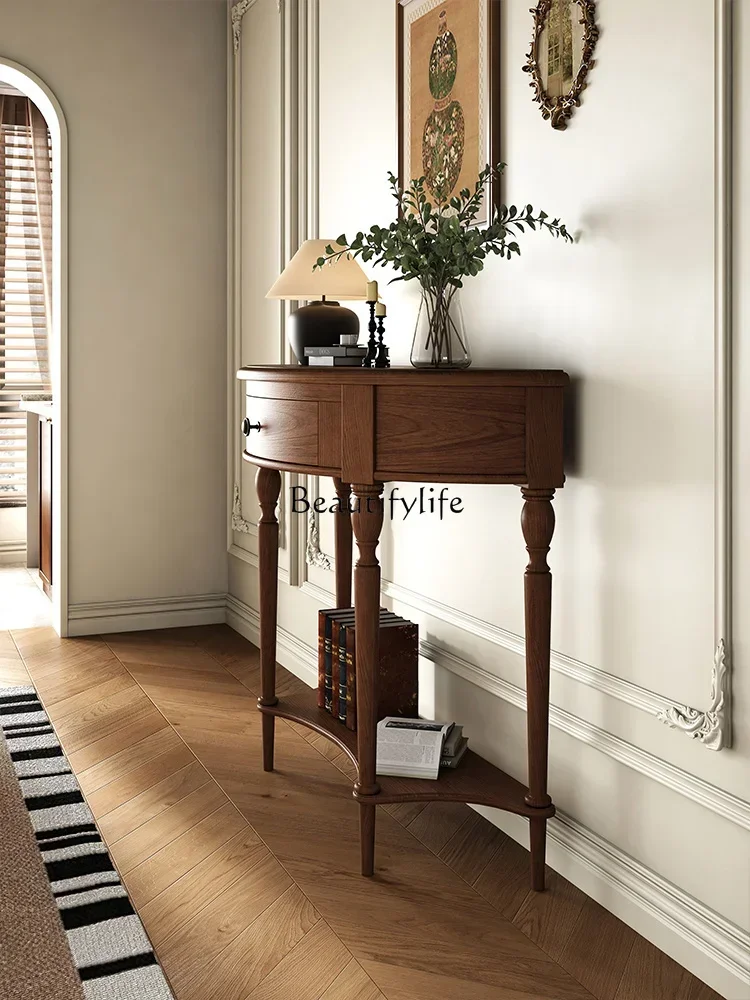 

LXLd25 Американский стеллаж для крыльца из цельного дерева, полукруглый шкаф для прохода, SSS