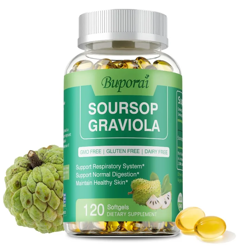 Soursop Graviola Capsules - Reduce Stress, Improve Mood, Supports Healthy Cell Growth & Regeneration, Promote Digestive Function