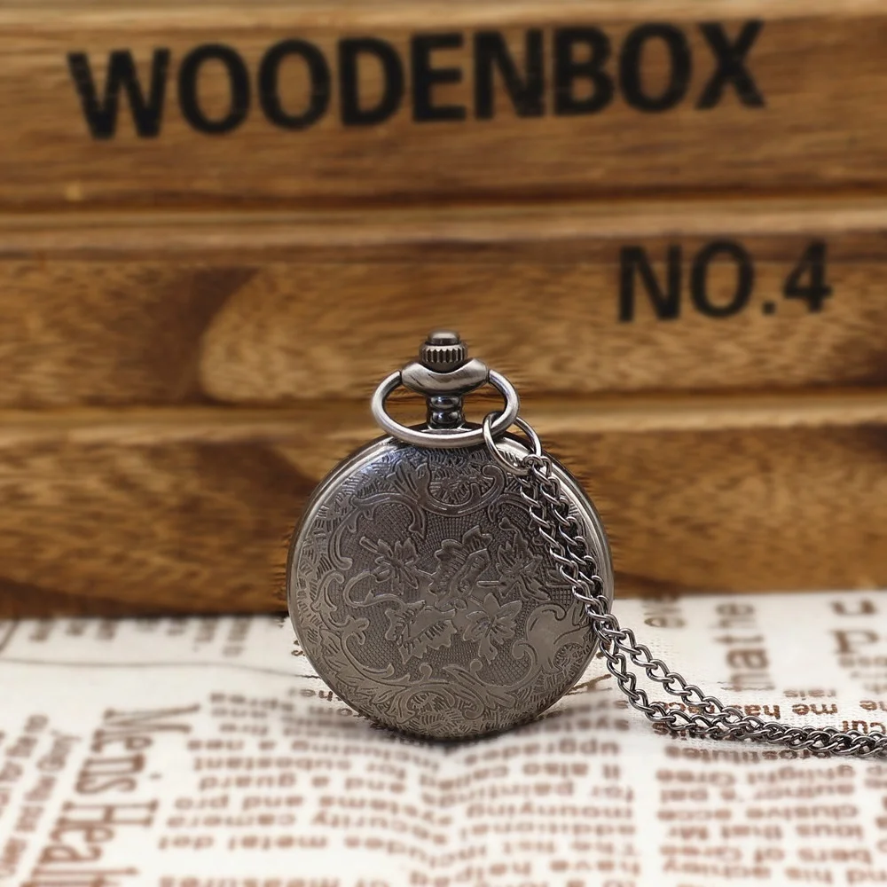 Quirky Vintage Pocket Watch with Triangular One-Eyed Demon Design, Creative Flip-Top Old-Style Chain Watch