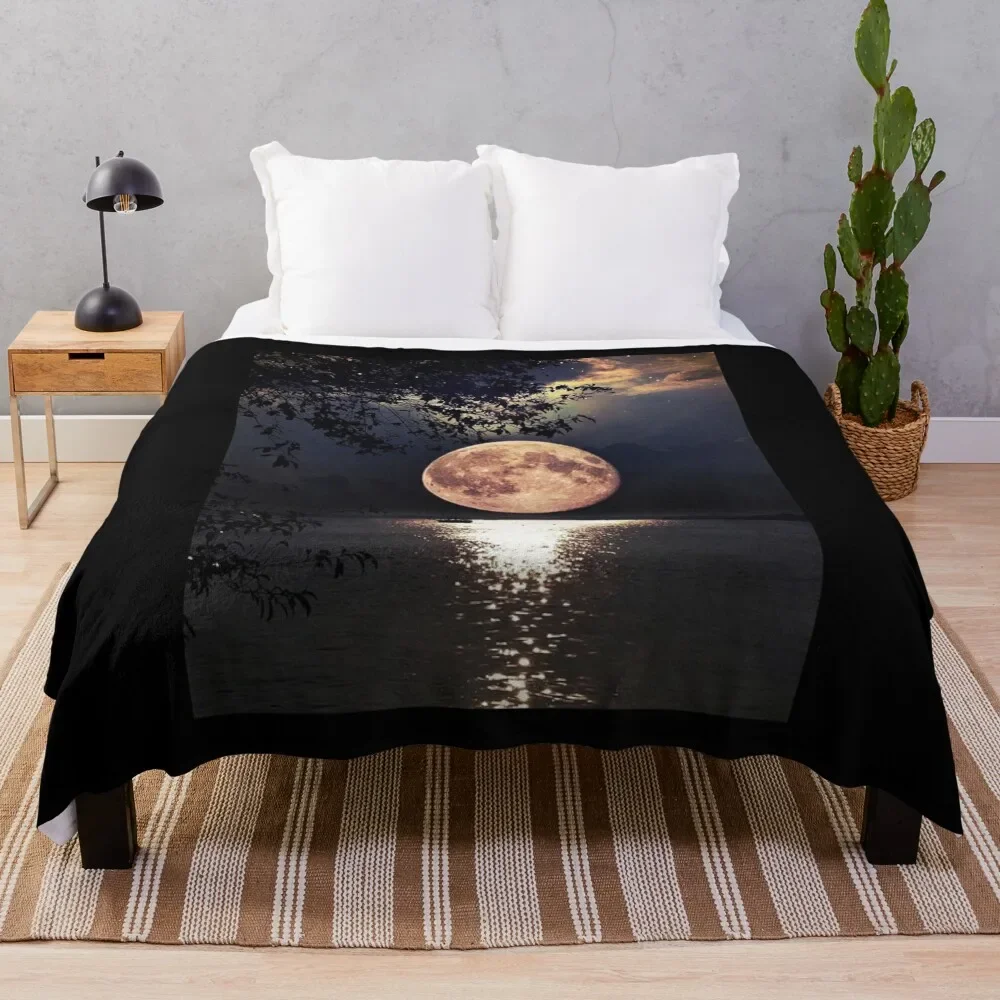 Wonderful View of the Moon at night Throw Blanket wednesday Bed covers Travel Camping Blankets