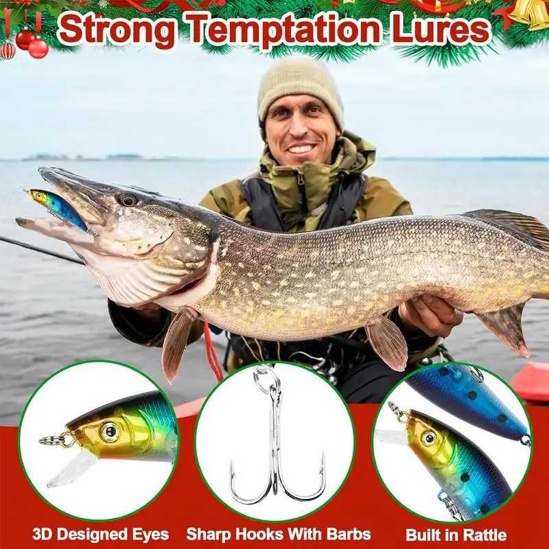 Christmas Countdown Advent Calendar 24 Days Countdown Calendar For Christmas Holiday Advent Calendar Fishing Bait Set With Hooks