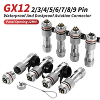 304 Stainless Steel GX12 Waterproof Connector Gold-plated 2 3 4 5 6 7 8 9 Pin Aviation Plug Socket IP67 12MM Male Female Joint