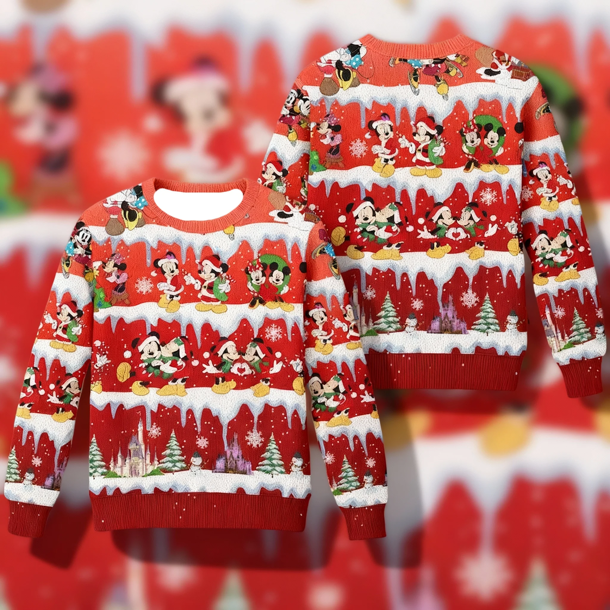 الخريف/الشتاء فيلم ديزني الرسوم المتحركة موضوع عيد الميلاد سترة قبيحة كنزة قطيفة مناسبة للبالغين والأسائل لارتداء