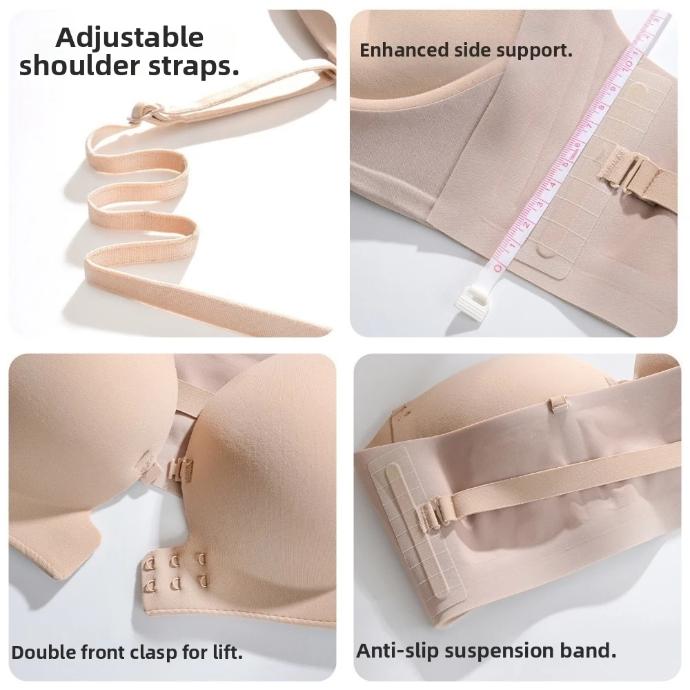 Supportive Strapless Women Seamless Bras Wireless Thick Soft Deep V Bra Front Buckle Invisible Push Up Bras Dress