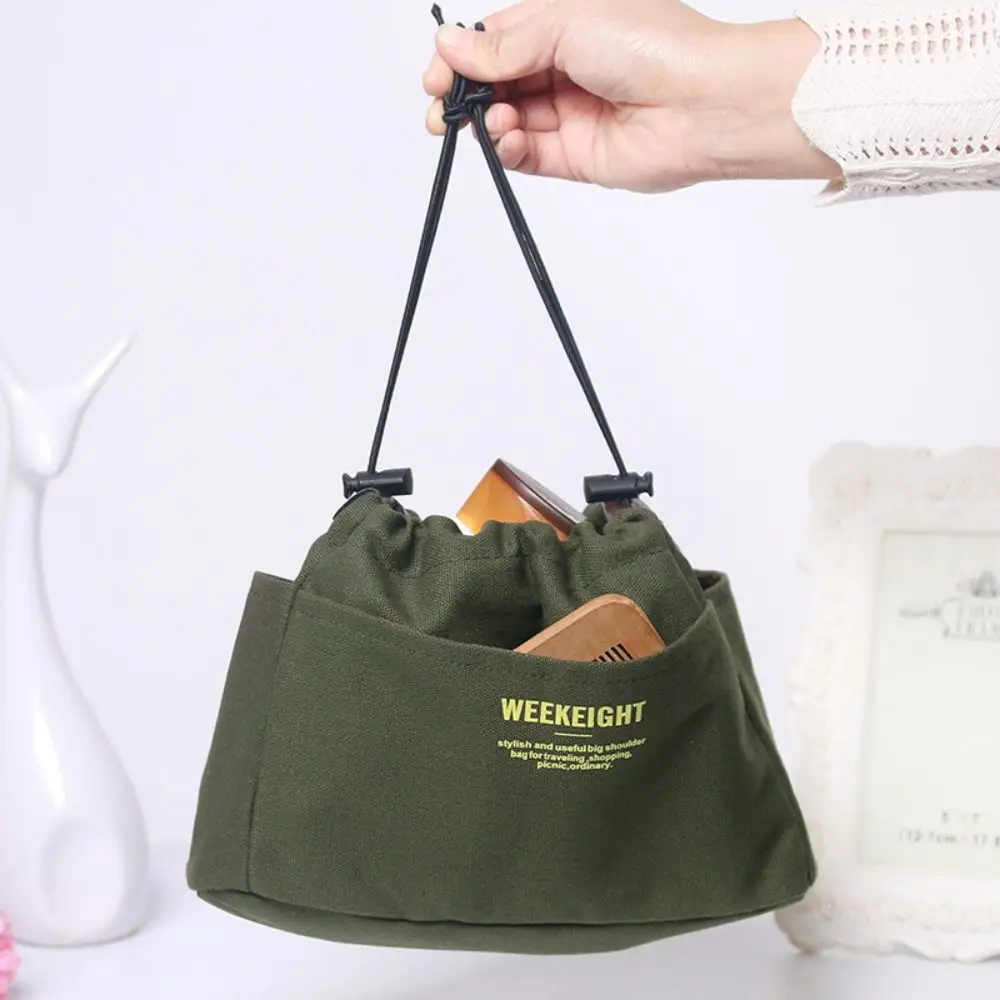 Canvas Sundry Storage Bag Multifunctional Toiletry Container Handbag Insert Sturdy Multi-Pocket Makeup Tote Pouch Outdoor