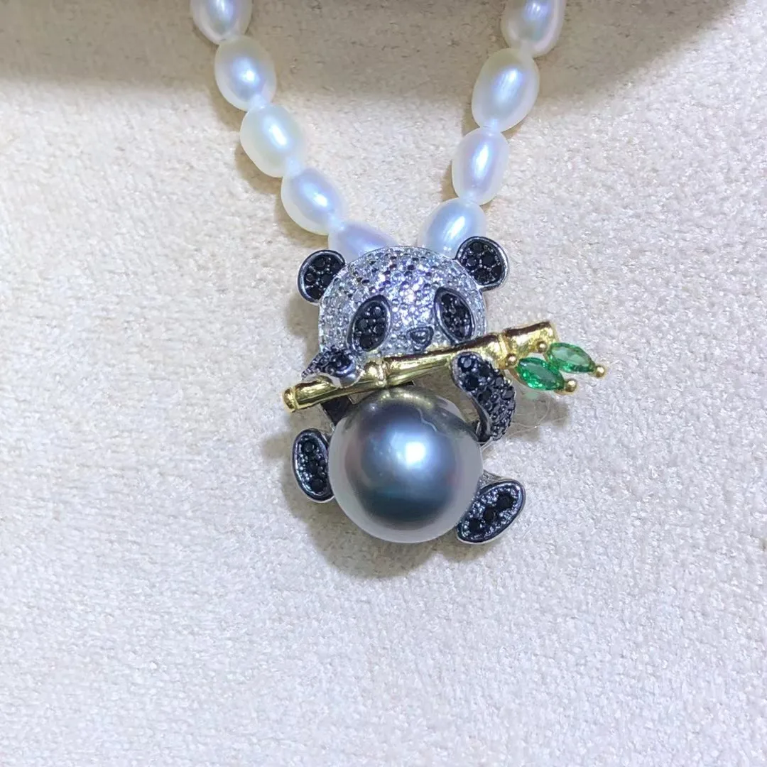 Wholesale Panda S925 Sterling Silver Pendant Mount Base Mountings Findings Parts Fittings Accessories for 8-9mm Pearls 5pcs/lot