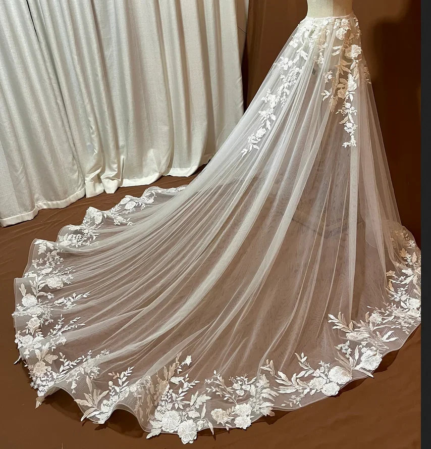 Gonna rimovibile in tulle a 2 strati treno staccabile da sposa, soprabito da sposa in crine di cavallo, scialle in crine di cavallo, sottoveste da sposa in pizzo