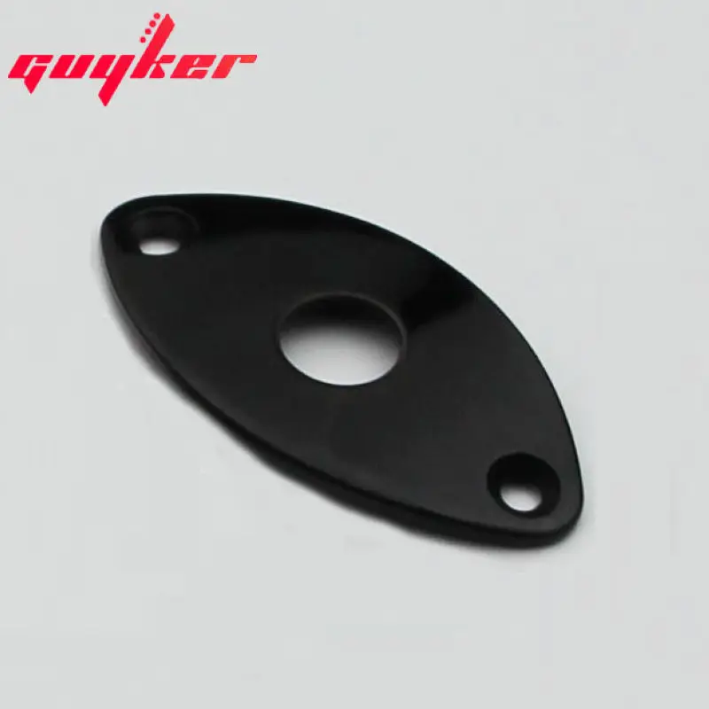 1 Piece Black Oval Curved Metal Jack Plate For Electric Guitar Bass