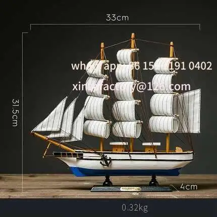 Customizable Lifelike Miniature Pirate Saig Ship Model Marine Decoration Accessories Modern Arts Office Home Souven